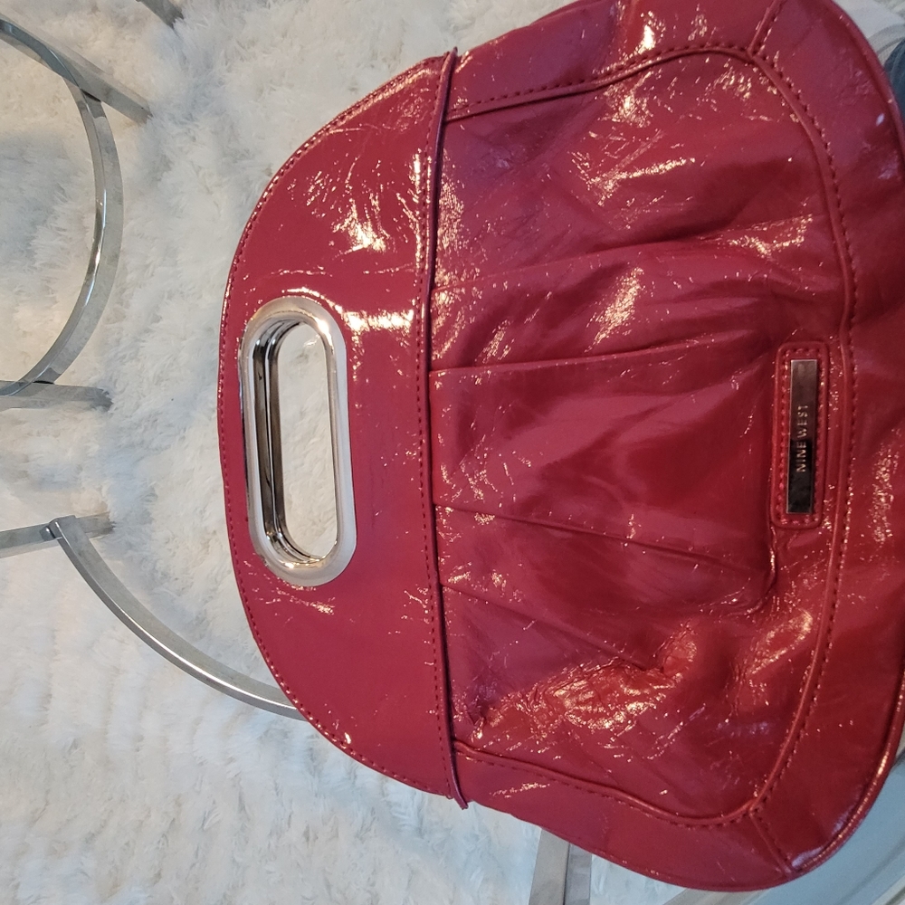 Fuchsia Vegan Leather Nine West Clutch